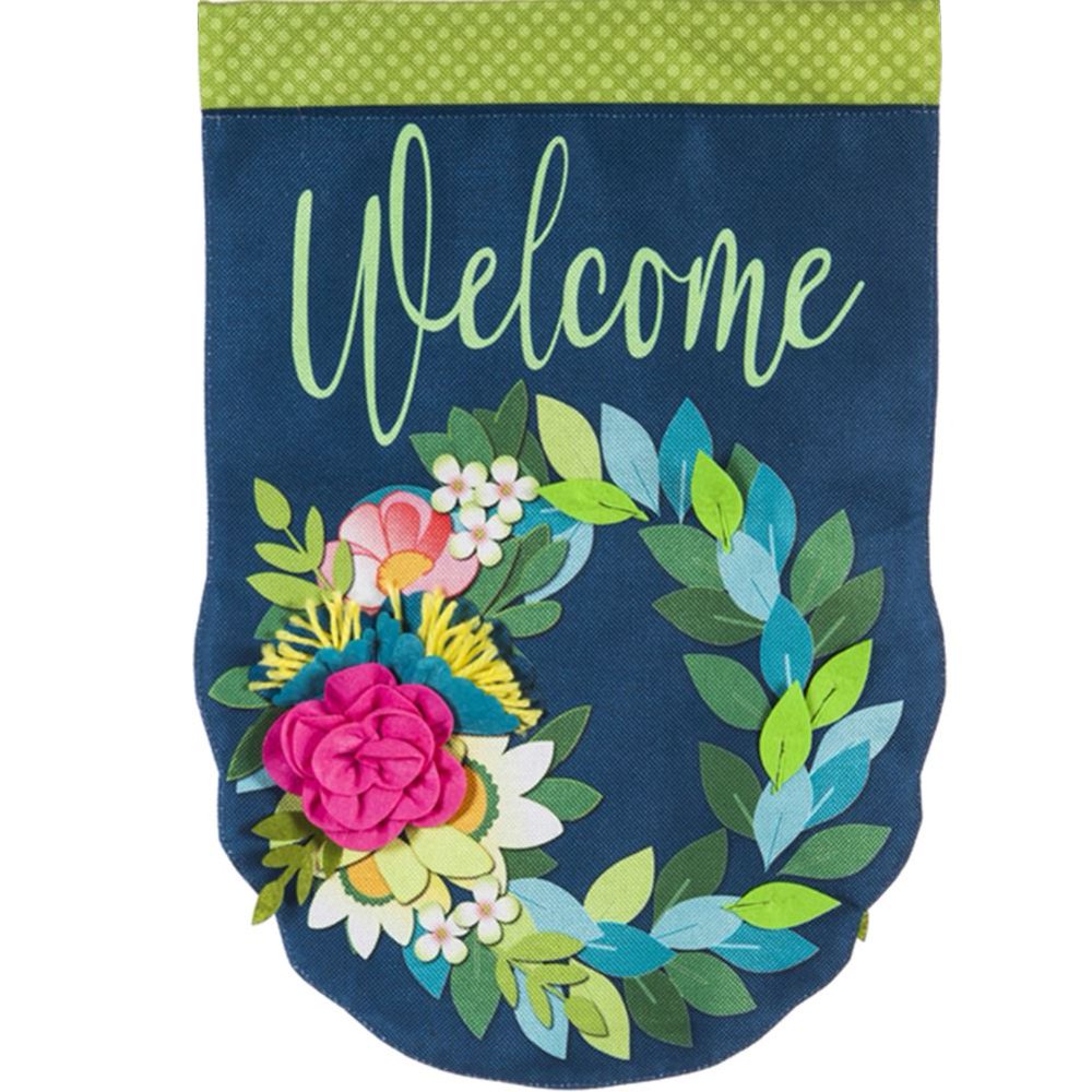 Evergreen Burlap Garden Flag Flower Garden