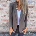 thumbnail image 6 of Women Suit Coat Lapel Long Sleeve Single-Breasted Suit Jacket Solid Color Loose Fit Casual Business Outwear, 6 of 8