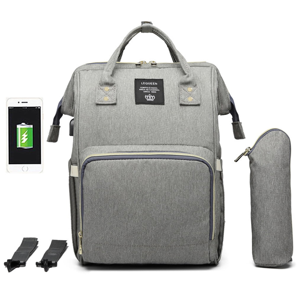 Fashion USB Charging Mummy Diaper Bags Large Capacity Waterproof Travel 