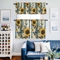 thumbnail image 2 of Spring Sunflower Kitchen Curtains Sets for Windows 36 Inch Length, Butterfly Pastoral Teal Striped Vintage Rod Pocket Window Treatments Tier Curtains and Valances Set for Bedroom/Bathroom, 2 of 8