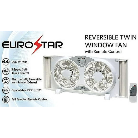 EUROSTAR 9" 3-Speed Reversible Twin Window Fan