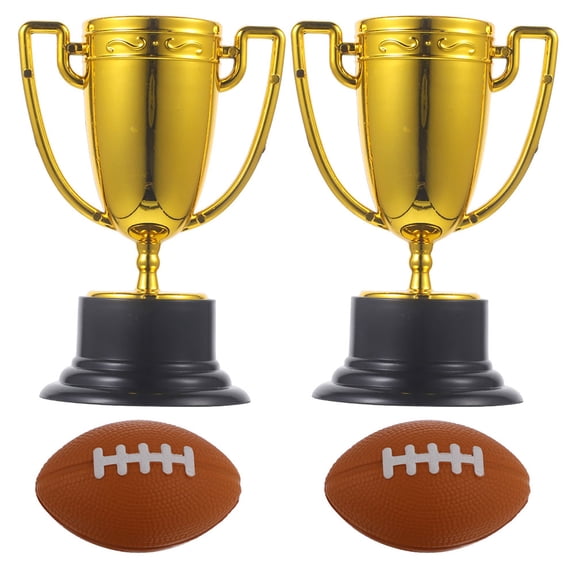 2 Sets of 4-Inch Mini Plastic Trophy Awards, Small Trophies for Sports, Competitions, Party Favors, Recognition, Bulk Prize Pack