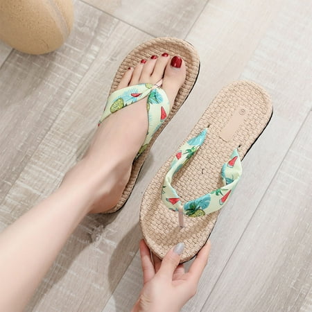 

Cathalem Fashion Spring And Summer Women Slippers Flip Flops Fruit Pattern Beach Flat Bottom Womens Flip Flops Size 7 Wide Mint Green 8.5