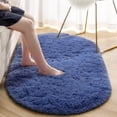 thumbnail image 4 of Softlife Cute Fluffy Oval Rug for Bedroom Soft Carpet, 2.6' x 5.3' , Light Navy, 4 of 8