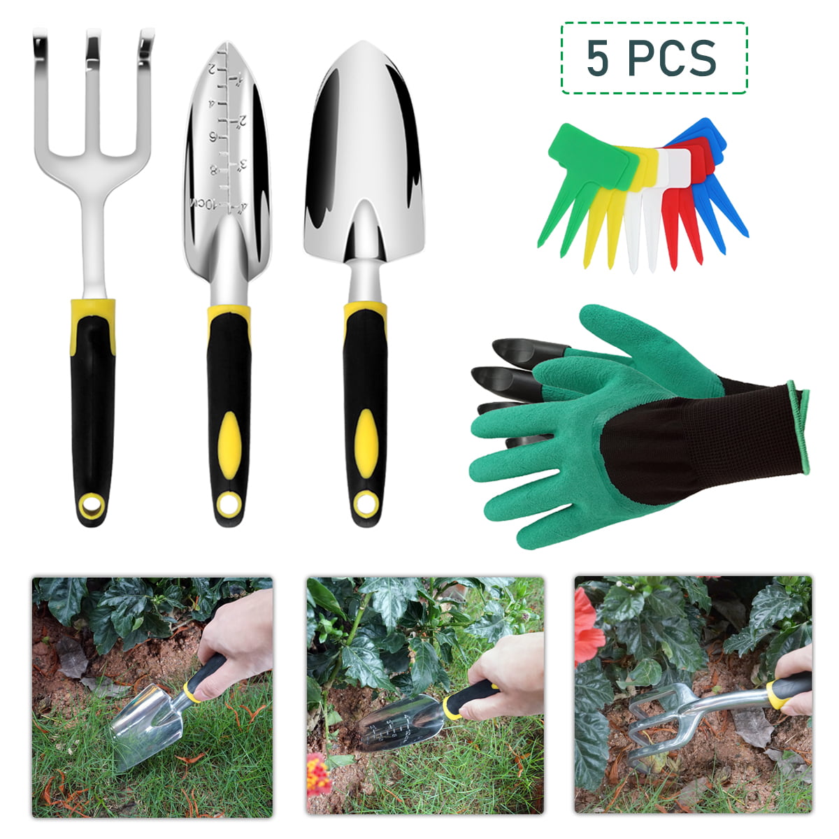 Vremi 9 Piece Garden Tools Set Gardening Tools with Garden Gloves and Garden 