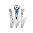 thumbnail image 2 of 2.39 TCW Round Cubic Zirconia and Baguette Blue Crystal Platinum over Silver 3-Piece Bridal Set, 2 of 5