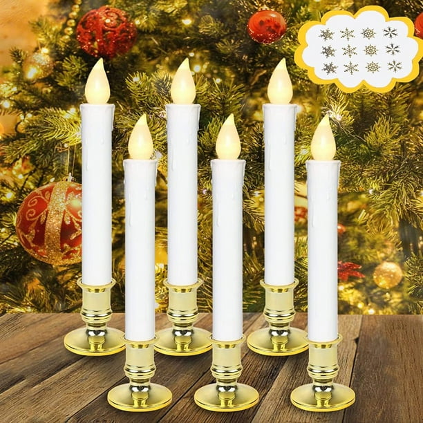 FULenQnu Window Candles, 6 Packs Battery Operated Warm Light Flameless