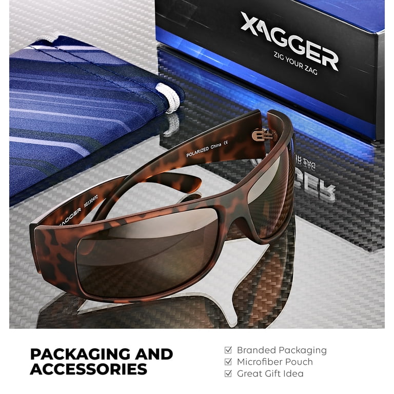 Xagger Polarized Wrap-Around Sunglasses, Brown Lens photo 6