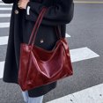 thumbnail image 3 of Bolso Hobo Elegante para Mujer Bolso Informal Gran Capacidad Bolso Tipo Cubo Suave (rojo), 3 of 9