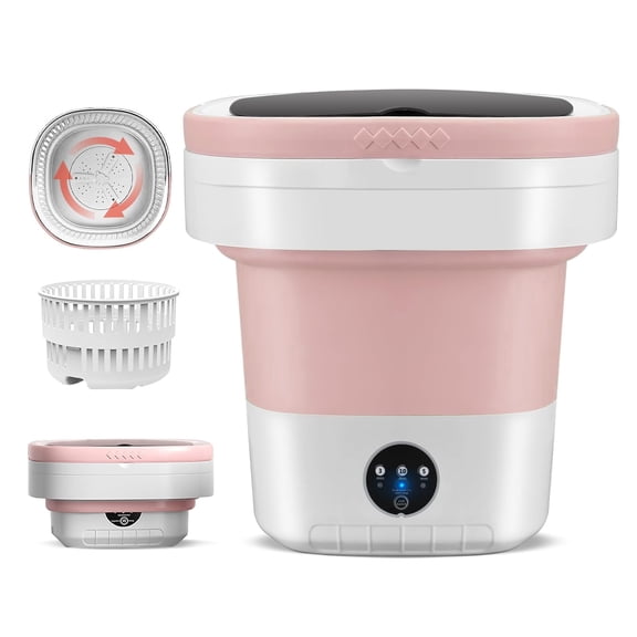 Portable Washing Machine 16L Large Capacity, Upgraded Portable Washer with 3 Cleaning Modes, Deep Cleaning Small Washer for Travel, Camping, Apartments, Dorms, Hotels (Pink)