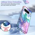 thumbnail image 5 of CASEFIV Marble Pattern Heavy Duty Shockproof Cell Phone Case for Google Pixel 8 Pro, Blue & Pink, 5 of 8