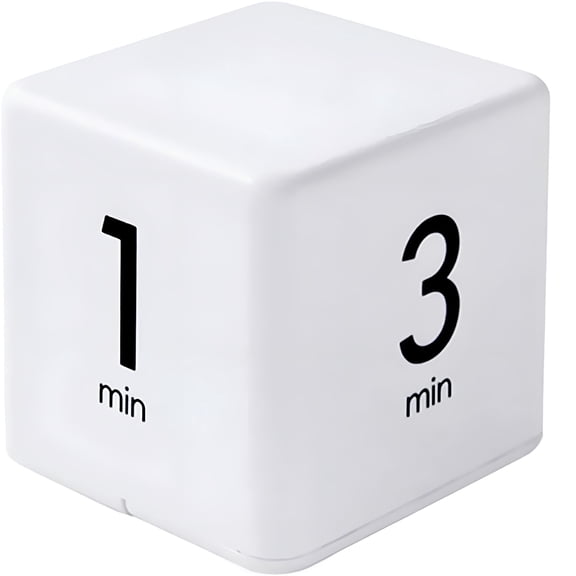 GJX Timers Cube Timer. Kitchen Timer Kids Timer For Productivity Workout Flip Timer Classroom For StudyTime Countdown Management Settings 1 3 5 10 Minutes. White