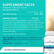 Liver Medic Candida Complex Digestive Enzymes, Enzymes for Digestion and Candida Cleanse, Non-GMO Probiotic with Herbs, Caprylic Acid, and Grape Seed Extract. (60 Vegetarian Caps)