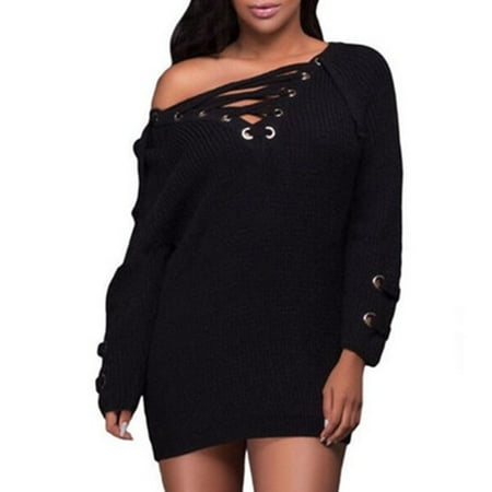 2018 Autumn Winter NEW Women Long Sleeve Deep V-neck Casual Bandage Sweater Knitting Pullover Top Knitwear Plus Size