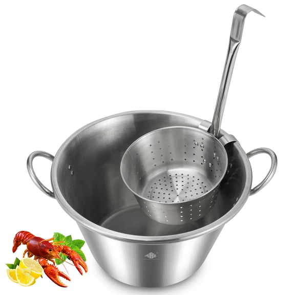 ARC 41QT Large Cazo Stainless Steel 21" Mexican Para Carnitas Set with 11.8" Fry Strainer Basket(7.4 QT),Heavy Duty Comal Wok for Tacos Disco Cocinar Plancha Griddle Tortillas,Braising