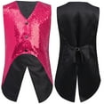thumbnail image 1 of Manyakai Gilet à Paillettes pour Garçons Sans Manches Veste Formelle Manteau Robe Brillant Queue d'Hirondelle Rose Vif 8, 1 of 4
