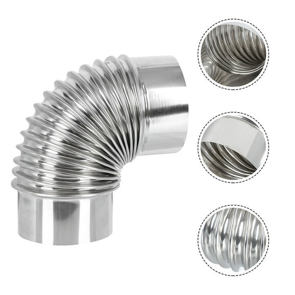 Amosfun Stainless Steel Stove Pipe Elbow Exhaust Pipe Silver 1Pcs