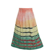 Mogul Women's Colorful Long Skirt Tie Dye Rayon New Trendy Skirts