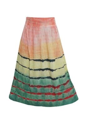 Mogul Women's Colorful Long Skirt Tie Dye Rayon New Trendy Skirts