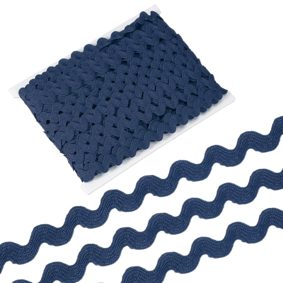 Uxcell 13 Yard Rick Rack Trim Ribbon, 5mm Wave Sewing Bending Fringe Trim Wave Ribbon Trim for Sewing DIY Clothes Wrapping Wedding Party Decoration, Dark Blue