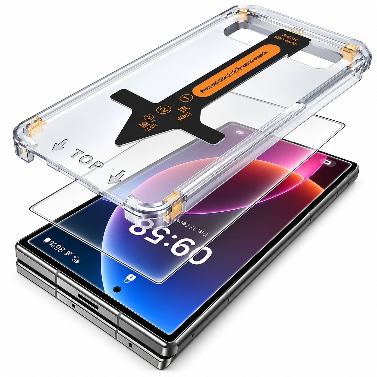 Dteck Screen Protector for Samsung Galaxy Z Fold 8, Tempered Glass Film, Easy Installation Kit with Alignment Tray