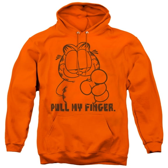 Garfield Pull My Finger Adult Pullover Hoodie Sweatshirt Orange