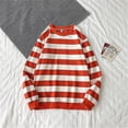 thumbnail image 4 of Suéter con estampado de rayas para mujer, Jersey de punto informal holgado con cuello redondo a la moda, 4 of 4