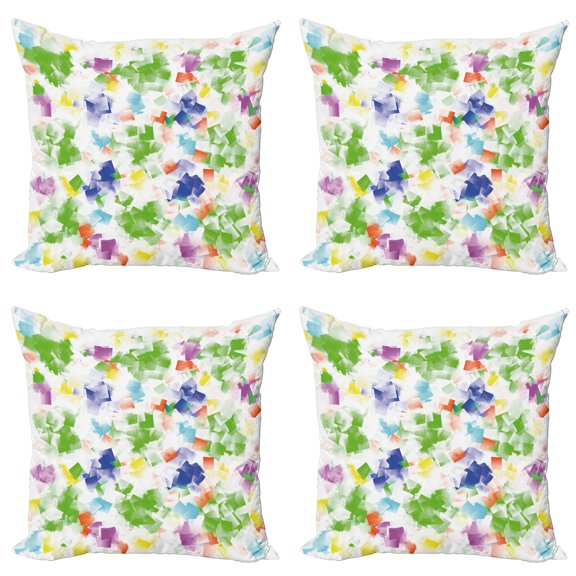 Ambesonne Modern Throw Pillow Cover 4 Pack, Vivid Ornaments, 24", Multicolor