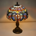thumbnail image 6 of Table Lamp Tiffany Style Bedside Lamp-Blue Purple Stained Glass Reading Antique Desk Light 18 Inch Tall, Lover Livingroom Bedroom Office Library Banker Victorian Vintage, 6 of 8