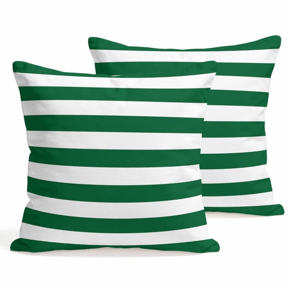 Throw Pillow Covers 18x18 Inch Set of 2 Merry Christmas Decorative Pillows Cushion Case Soft Square Pillowcases Green And White Stripes Throw Pillows for Couch Sofa Bed Chair Home Decor