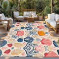 thumbnail image 2 of Shell Coastal Outdoor Rug 5x8 Ft - Reversible Patio Rug Outdoor Camping Rugs, Ocean Summer Beach Nautical Coral Washable Indoor Outdoor Area Rugs, Non-Slip Outdoor Carpet Runner for Deck/Porch, 2 of 8