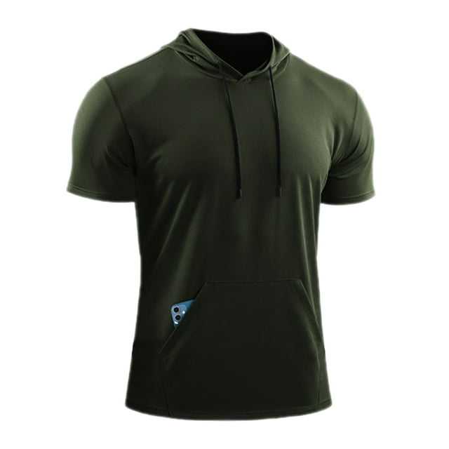 MAWCLOS T-Shirt à Capuchon d'Été pour Hommes Course Basketball Hauts Athlétiques Entraînement Chandails pour Muscles