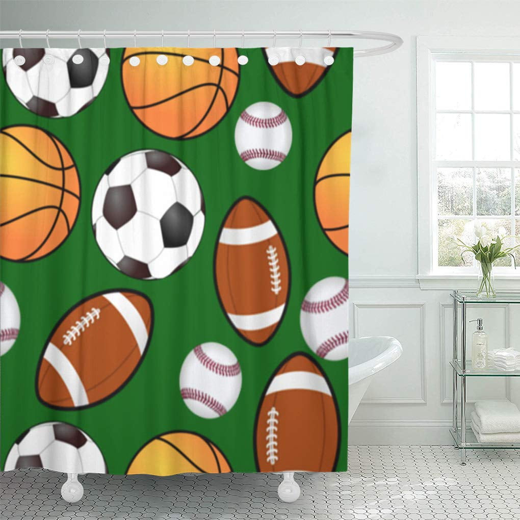Soccer Cool Shower Curtain Set Polyester Fabric Curtains Bathroom Accessories