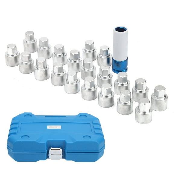 21pcs Anti Thief Wheel Lug Nut Key Stud Remover Tool with Toolbox 20 Locking Keys 17mm Socket