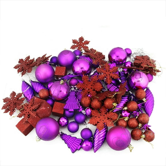 Northlight 125ct Shatterproof 3-Finish Christmas Ornament Set 5.5" - Purple