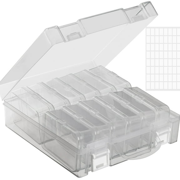 Rectangle Storage Boxes with Hinged Lids,Clear Bead Storage Containers, 12 Small Plastic Bead Organizer Box,Clear Bead Storage Containers for Seeds Beads Jewelry Crafts Small Items (1 Pack)