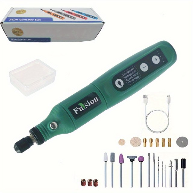 JUNWELL 1pc Mini Cordless Rotary Tool With LED Light 5 Adjustable Speeds USB Rechargeable Lithium Battery Multiple Accessories Perfect For DIY Projects