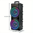 thumbnail image 4 of 6000W Wireless Speaker, Dual 8. 5/6.5" Portable Speaker, Loud with BASS, with RGB Party Lights Wireless Microphone with Volume Control, USB Rechargeable Outdoor Subwoofei, 4 of 11
