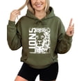 thumbnail image 2 of Lions School Spirit Hoodie for Men and Women Game Day Lion Mascot Team Pride Pullover Sweatshirt Army Green Hoodie Medium, 2 of 8
