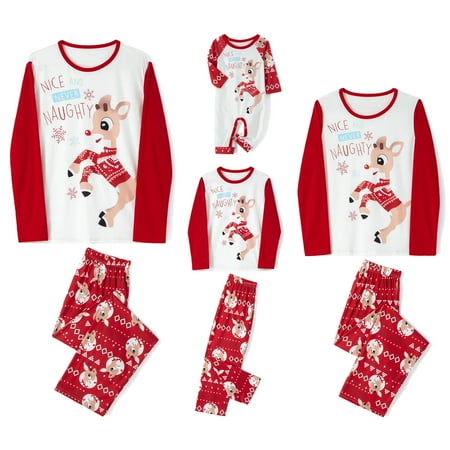 

PDYLZWZY Christmas Family Matching Pajamas Set Long Sleeve Elk Print Tops Trousers Pjs Suit Sleepwear