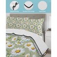 thumbnail image 4 of White Daisy Twin XL Size Down Alternative Comforter,Lightweight Comforter Quilt Bedding Set with Pillow Shams Sage Green Botanical Flowers Floral Country Bed Comforter Duvet Insert 68"x98", 4 of 7