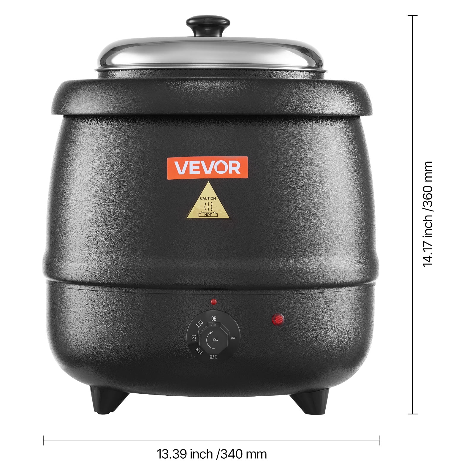 VEVOR Electric Soup Warmer, 10QT Commercial Soup Kettle with 304 Stainless Steel Detachable Insert Pot, 95~176°F Adjustable Temperature, Soup Station for Restaurant and Big Family, Black