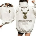 thumbnail image 4 of Camo Deer Hoodie – Double Sided I Am Fearfully & Wonderfully Made Pullover, Southern Christian Clothing, Trending Faith Based Streetwear, 4 of 7