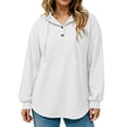 thumbnail image 6 of MLCDZ Hoodies for Women Button Drawstring Long Sleeve Hooded Casual Sweatshirt Fall Loose Fit Lightweight Outdoor Activities Sports Tops, 6 of 8