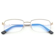 Progressive Multifocal Reading Glasses Blue Light Blocking for Men for Women,No Line Trifocal Readers, Half Rim Metal Frame, Memory Titanium Arm, Reading Glasses + 3.50