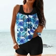 thumbnail image 2 of Women's Floral Printed Tummy Control Tankini Set - Flowy Blouson Top & Boyshorts, Vintage Modest Two Piece Swimwear, 2 of 6