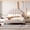Beige + Velvet, variant on Full Size Upholstered Platform Bed with Flower Pattern Velvet Headboard, Bean Paste Red