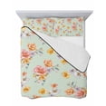 thumbnail image 7 of Quilts Full Size Bedding Set, Spring Flowers Lightweight Quilted Comforter, Yellow Pink Floral Rustic Botanical Green Soft Reversible Bedspread Coverlet with Pillow Covers for All Season, 78" x 90", 7 of 7