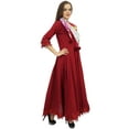 thumbnail image 2 of Bimba Flared Maroon Cotton Pom-Poms Kurta Classic Anarkali Dress With Scarf - 4, 2 of 5