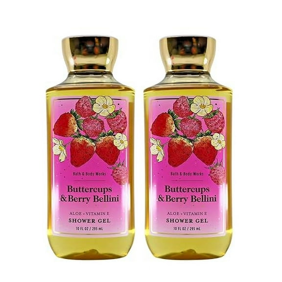 Bath & Body Works Shower Gel, Gift Set of 2, 10oz Each (Buttercups Berry Bellini)